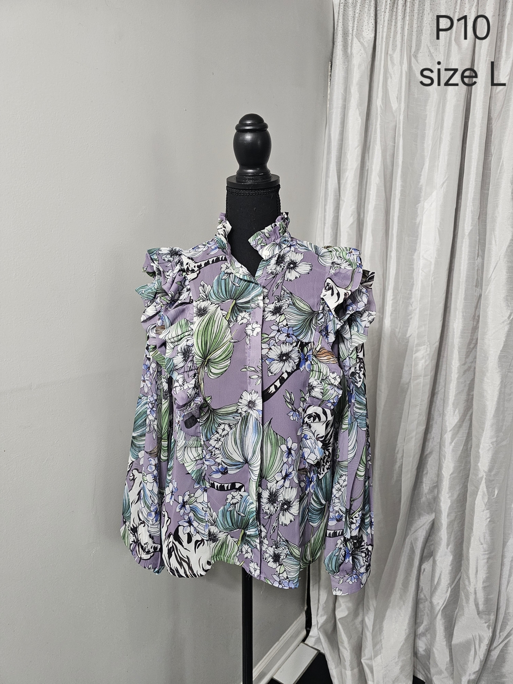 H&M Lavender Floral Ruffle Blouse